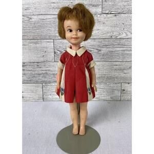 Penny Brite 8” Girl Flirty Eye Doll With Original Red Dress With Blue Flowers